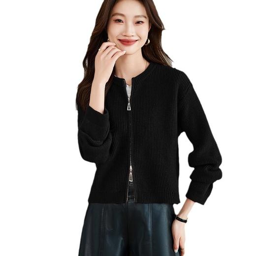 CC-AB813秋季新款上衣女百搭休闲圆领开衫外套长袖针织衫2024双拉链棒球服 商品图4