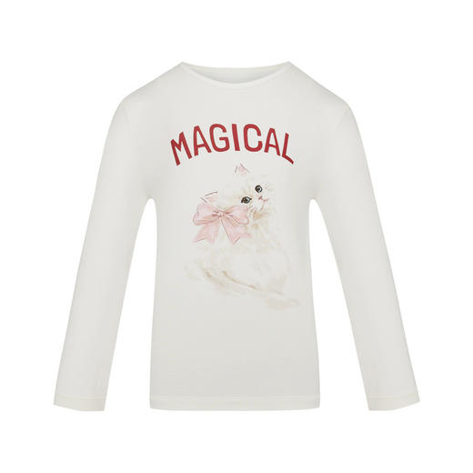 【春上新】8楼爱慕儿童Aimer Kids女孩奶皮甜梦猫咪套头长袖睡衣 商品图0