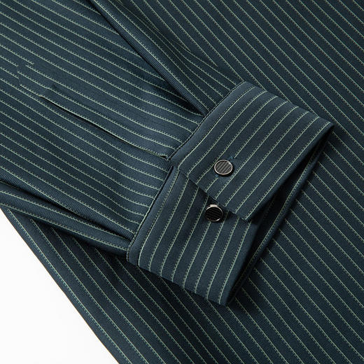 【加绒】【新款DPS】大依优型大码竖条纹长袖衬衫弹力加肥加大胖子上衣男士T恤肥佬打底男装 商品图4