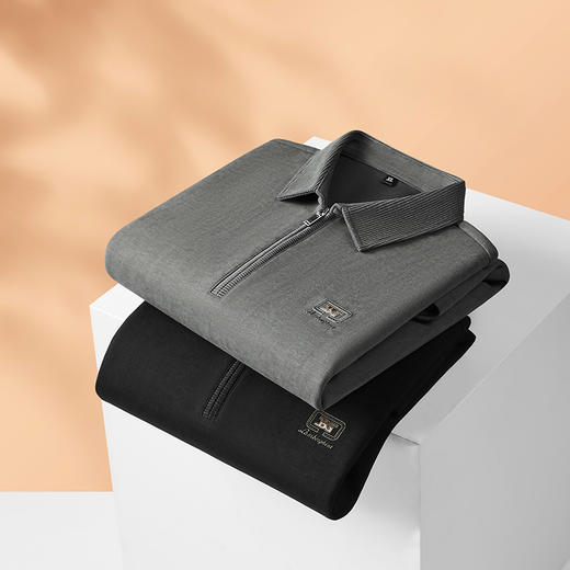 【新款DDP】大依优型大码翻领拉链长袖卫衣男装加肥加大体恤大号上衣胖子弹力休闲商务 商品图7