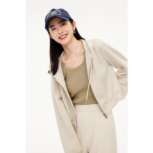 【特惠不退货】诗凡黎连帽拉链休闲卫衣开衫2023冬新款女3EA201241 商品图1