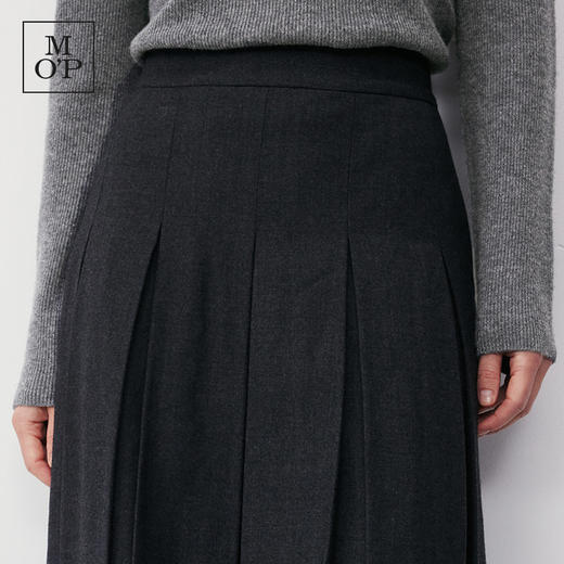 Marc O'Polo/MOP冬季新款绵羊毛静奢风黑色半裙百褶半身裙女 商品图4