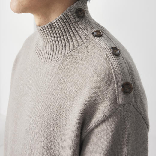 墨麦客男装 不对称半高领 单面针织衫冬季新款纯色休闲宽松毛衣。 商品图2