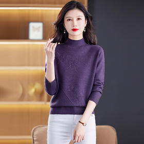 CC-108-1260加厚秋冬新款女士半高领韩版针织打底衫套头纯色百搭短款保暖毛衣