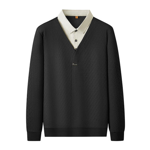 【假两件】【新款DDP】大依优型大码男士假两件衬衫长袖卫衣商务休闲上衣加肥加大胖子舒适 商品图3