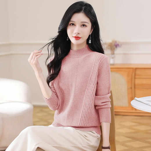 CC-108-1255半高领打底衫女秋冬厚款毛衣2024新款款时尚纯色套头内搭针织衫 商品图2