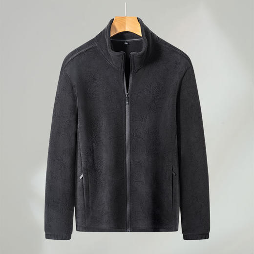 【奥利绒】【新款DSK】大依优型大码男装立领烧花奥利绒加肥加大休闲夹克胖子宽松上衣 商品图2