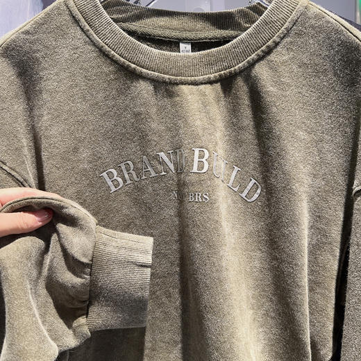 Z2圆领字母烫印短款卫衣40815（绿） 秋季 243030370321 商品图3