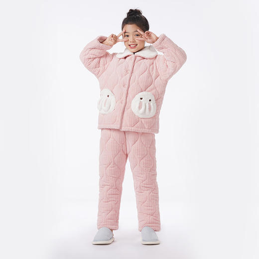 都市丽人眯雅佳睡衣亲情蜜语长袖烂花夹棉加厚童装中夹棉套装JHT9B8 商品图1