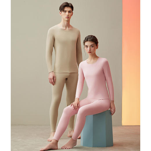 芬腾秋冬保暖内衣秋衣秋裤女士套装新款圆领修身男冬天内穿打底衫 商品图4