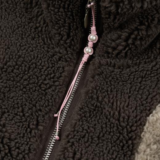 GOODBAI 916 撞色高领拼接羊羔绒串珠拉链外套 商品图4