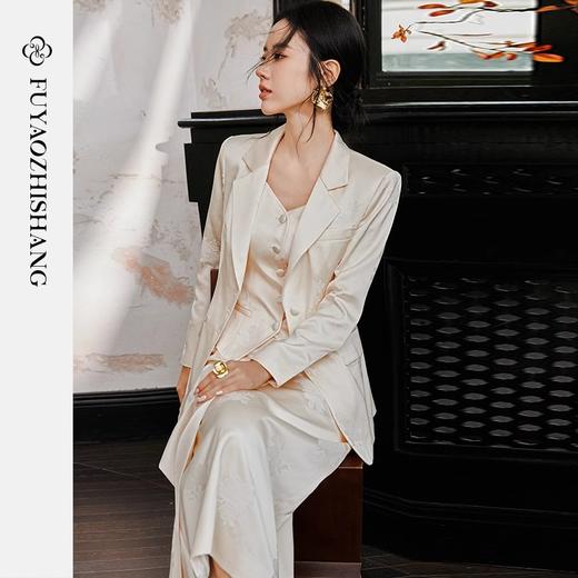IWY/扶摇系列 缎面提花西服外套早秋新款高端通勤新中式国风休闲西装24FYCS529 商品图3