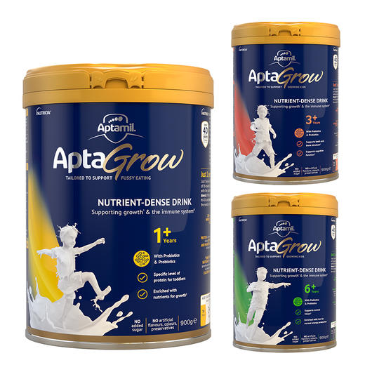 【保税】澳洲 爱他美（Aptamil）AptaGrow儿童成长奶粉 1+段 3+段 6+段 900g/罐 商品图0