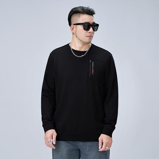 【新款DMH】大依优型大码男装圆领卫衣简约宽松上衣男士胖子打底衫300斤 商品图5