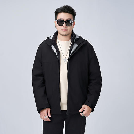 【新款DMH】大依优型大码连帽夹克外套男宽松加肥加大码上衣夹克潮流 商品图3