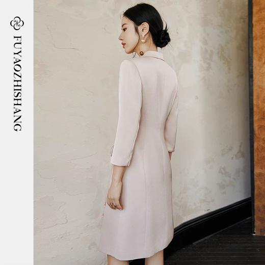 IWY/扶摇系列 国风连衣裙女高级感褶皱修身显瘦西装领裙子新中式女装 FYQ513 商品图4