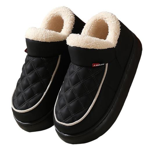 【棉拖鞋男包跟】秋冬季保暖厚底 外穿加绒PU防水百搭棉鞋女  商品图4