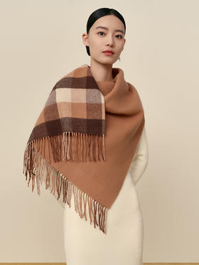 万事利羊毛围巾-棕格