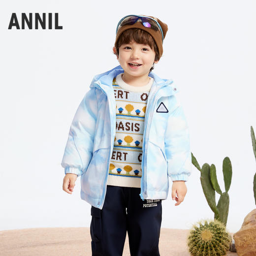 【轻暖0~10℃】男童潮趣中长款羽绒外套冬季新款安奈儿童装实体店同款XB445816 商品图0
