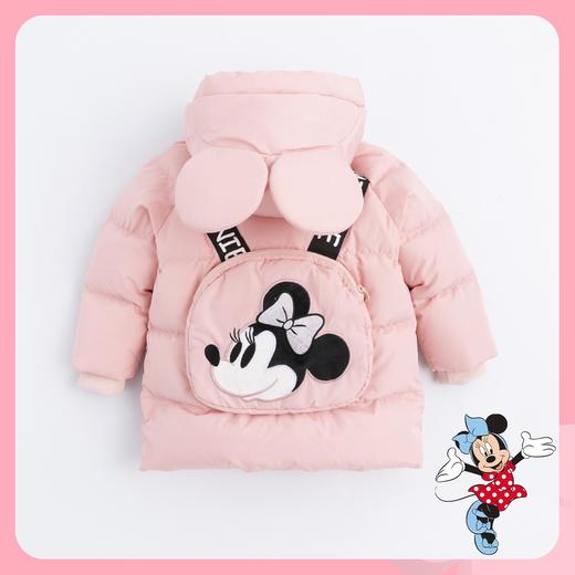 迪士尼童装女童甜心米妮羽绒服冬季女孩时尚连帽防风外套224DS0796 商品图2
