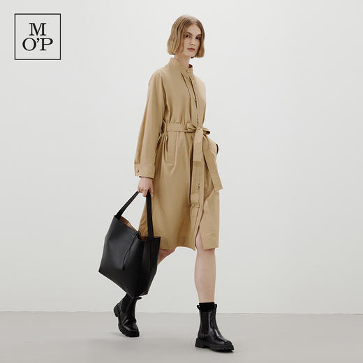 Marc O'Polo/MOP 秋季新款纯棉立领长款风衣系带收腰式连衣裙 商品图1