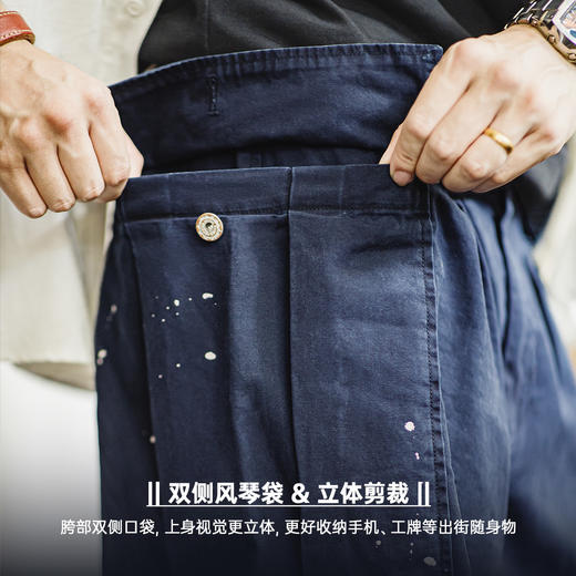 工装优选美式做旧泼墨双膝降落伞裤oversize宽松直筒休闲裤子男秋 商品图2