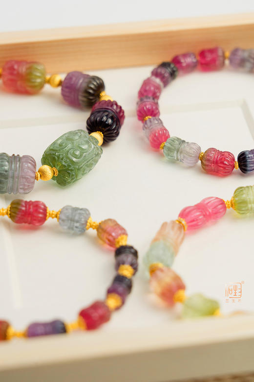 精品彩色碧玺并蒂莲手链 商品图6