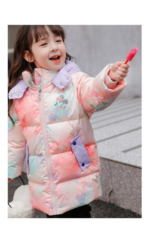 迪士尼冬季新品女童甜美中长款羽绒服婴幼儿防风外套224DS0793 商品图2