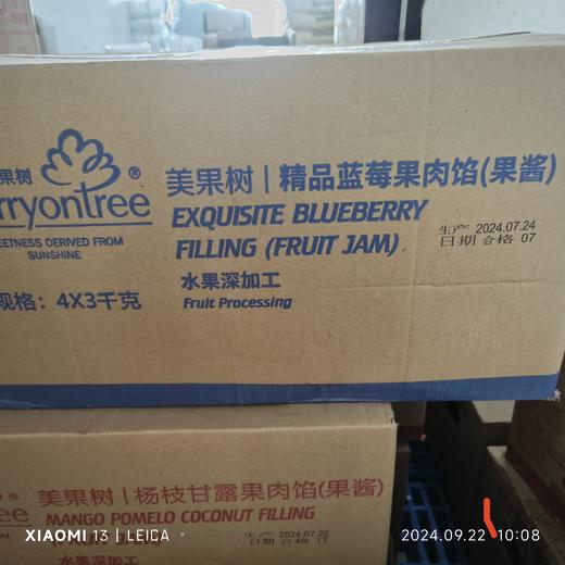 （美果树）精品蓝莓果肉馅（果酱）3kg*4桶/箱 商品图0