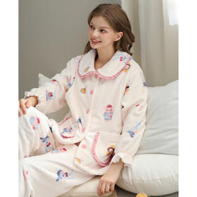 芬腾珊瑚绒月子服秋冬季加厚保暖孕妇睡衣产后哺乳喂奶家居服套装