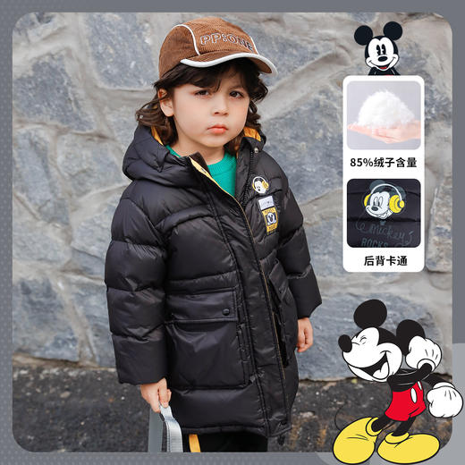迪士尼冬季新品男童防风外出中长款羽绒服婴幼儿外套224DS0823 商品图0