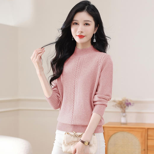 CC-108-1257半高领毛衣女秋冬2024新款中领打底衫加厚内搭小个子短款上衣洋气 商品图2