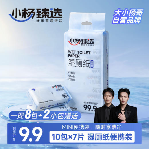 【小杨臻选】迷你便携湿厕纸1提/8包 赠2小包抽取式洁厕家用擦屁纸 商品图0