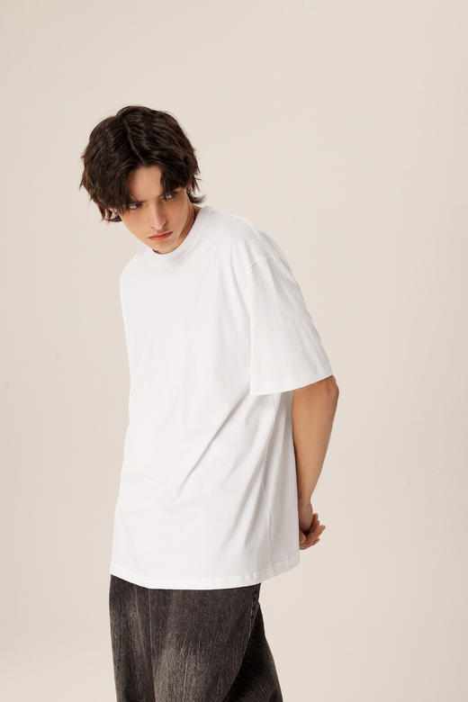 赤兔嗨购精梳长绒棉T恤宽松重磅休闲男女同款24年新品微落肩短袖11D 商品图3