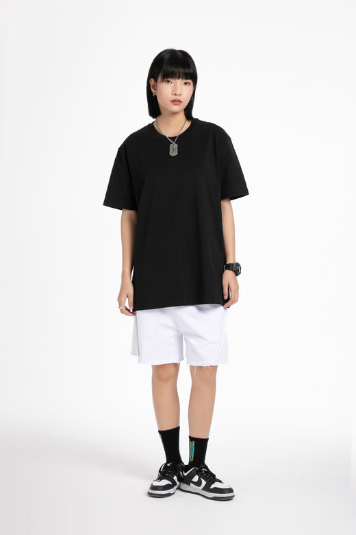 赤兔嗨购精梳长绒棉T恤宽松休闲男女同款24年新品正肩短袖01D 商品图0