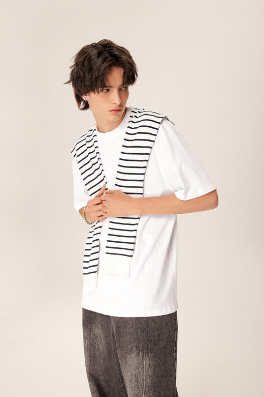 赤兔嗨购精梳长绒棉T恤宽松重磅休闲男女同款24年新品微落肩短袖11D 商品图4