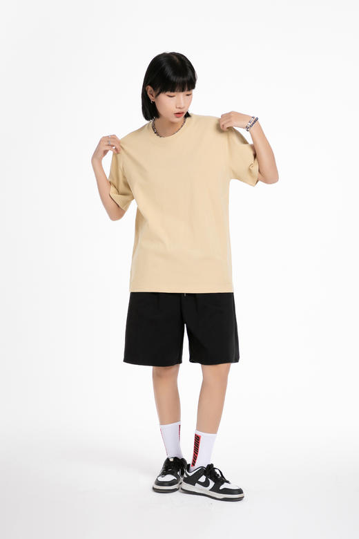 赤兔嗨购精梳长绒棉T恤宽松休闲男女同款24年新品正肩短袖01D 商品图2