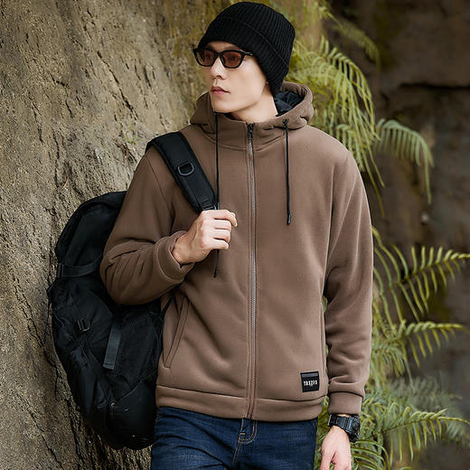 【Q】【加绒羊羔绒】【新款DX】大依优型大码男装连帽加绒外套加肥加大休闲夹克胖子宽松外套上衣 商品图10