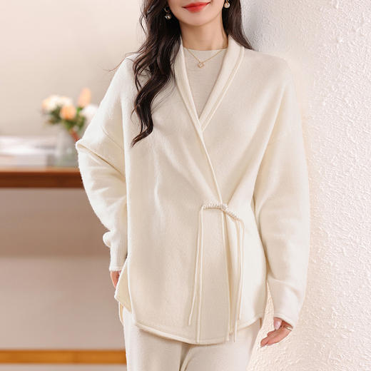 纤束马丝光纯羊毛一粒扣开衫 JN-2407 商品图2