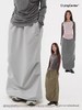 CryingCenter 卡其灰橡筋腰抽绳空气工装长半裙 哭喊中心 商品缩略图0