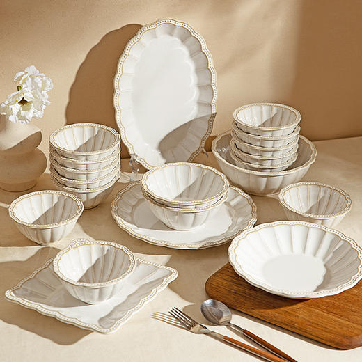 摩登主妇陶瓷碗家用餐具盘子碗具套装饭碗2024新款餐盘汤碗米饭碗 商品图0