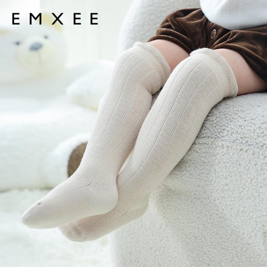 【母婴服配】EMXEE嫚熙儿童袜子秋冬男女童袜宝宝婴儿春秋款纯色过膝袜三双装 商品图1
