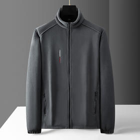 【抓绒衣】【新款DPF】大依优型大码男装加绒立领夹克抓绒衣加肥加大休闲夹克胖子宽松防风外套上衣