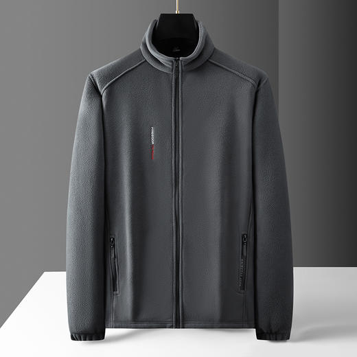 【Q】【抓绒衣】【新款DPF】大依优型大码男装加绒立领夹克抓绒衣加肥加大休闲夹克胖子宽松防风外套上衣 商品图6