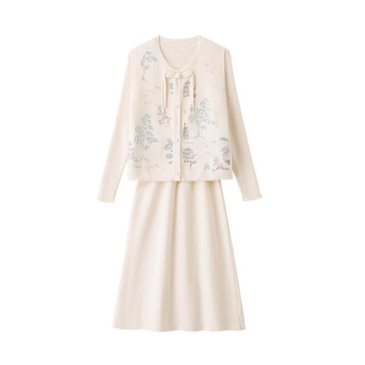 2024秋款新中式国风盘扣重工刺绣时尚背心连衣裙两件套裙HR-YBER211 商品图4