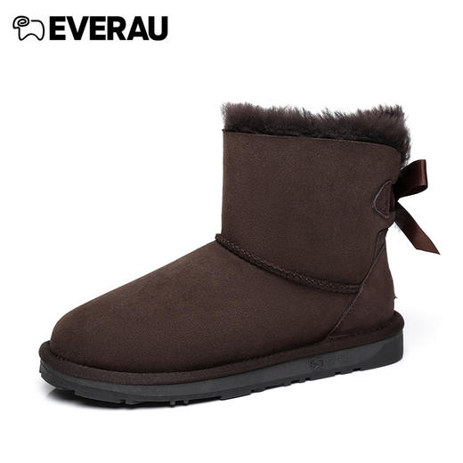 EVERAU蝴蝶结短靴雪地靴皮毛一体防滑防泼水女鞋EA3005 商品图13