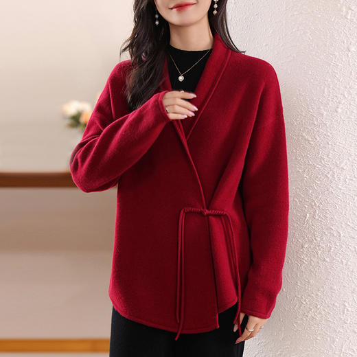 纤束马丝光纯羊毛一粒扣开衫 JN-2407 商品图1