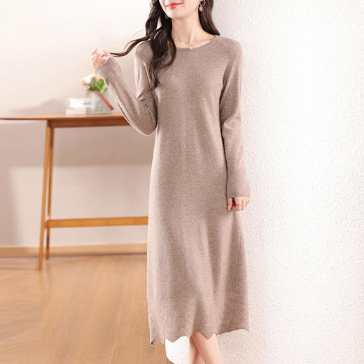 纤束马丝光纯羊毛下摆镂空花长裙 JN-2432 商品图5