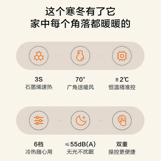 海尔（Haier）取暖器石墨烯家用暖风机立式冬季电暖风浴室热风机电暖气节能速热电暖器卧室烤火炉 【石墨烯速热】2031 商品图3