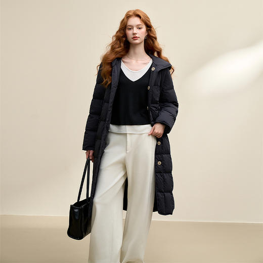 简约高级感立领连帽长款羽绒服女秋冬显瘦保暖面包服外套V0043455 商品图3